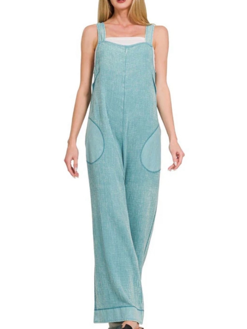 Teal Wide-Leg Jumpsuit